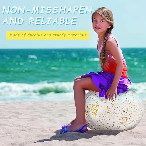 Miniatura 7 de FUTUREPLUSX Pelotas de playa con purpurina de 16 pulgadas, 2 bolas de piscina inflables con confeti dorado para niños, cumpleaños, verano, fiesta en