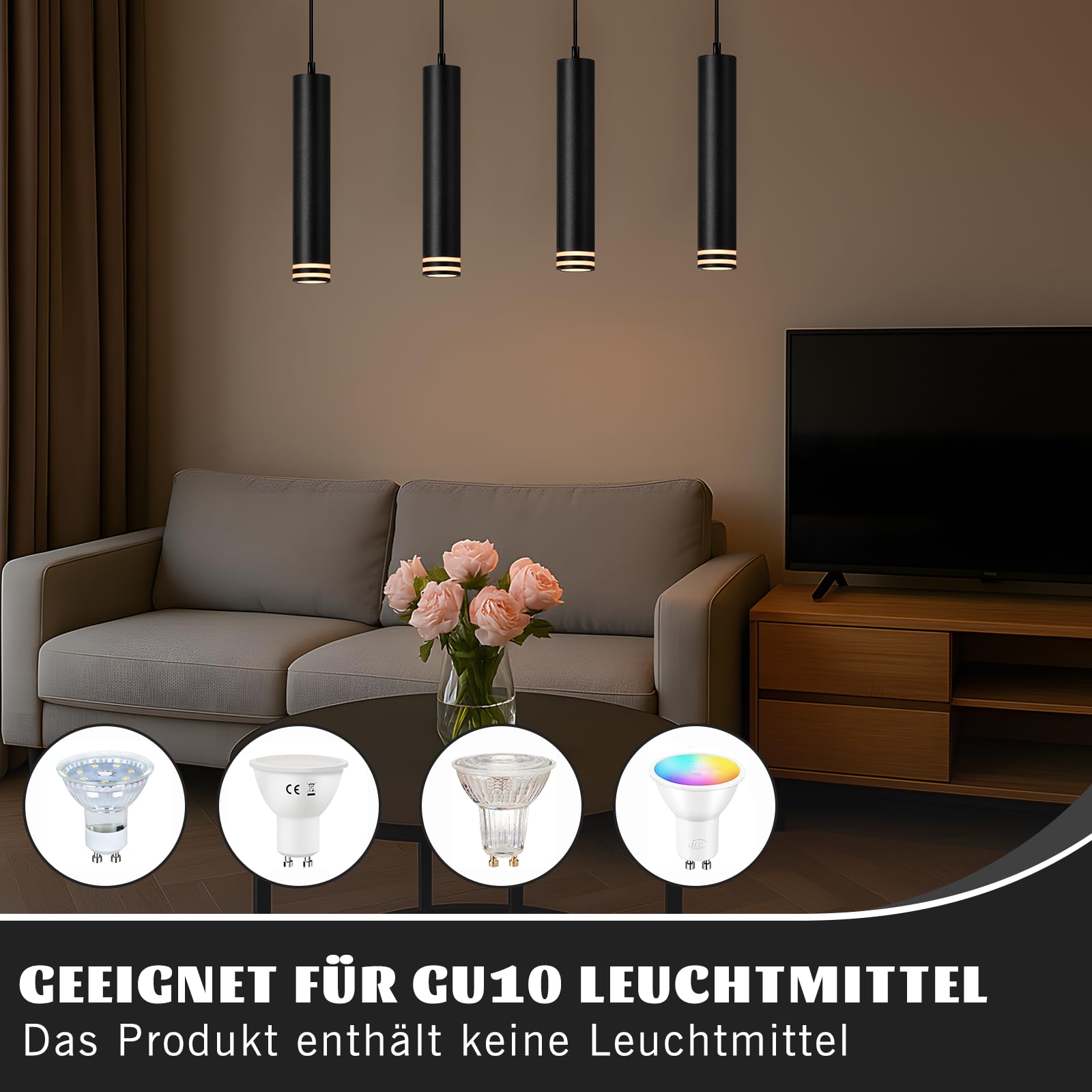 Pendelleuchte GU10 Zylinder Hängelampe -2ER Modern Aluminium