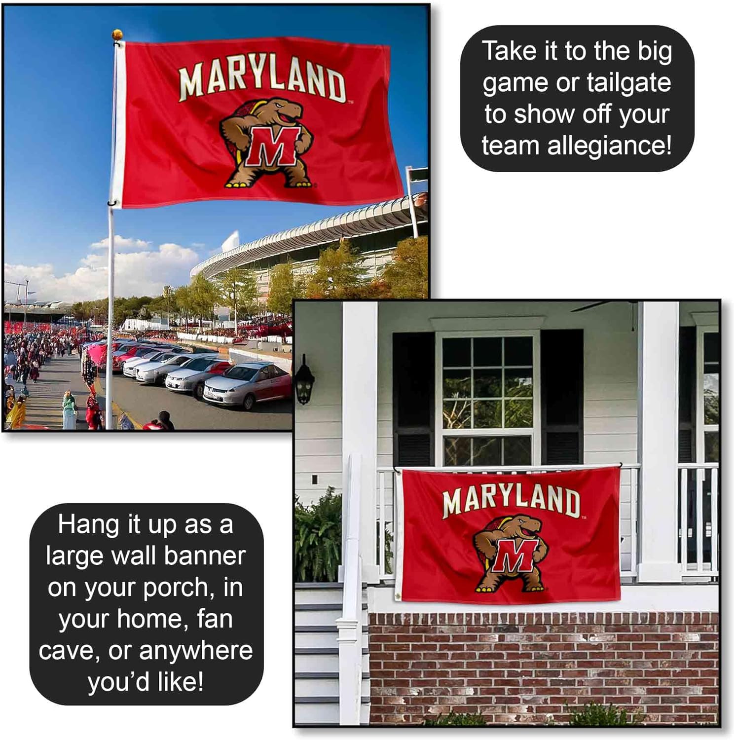 College Flags & Banners Co. Maryland Terrapins Wordmark Logo 3x5 Grommet Flag