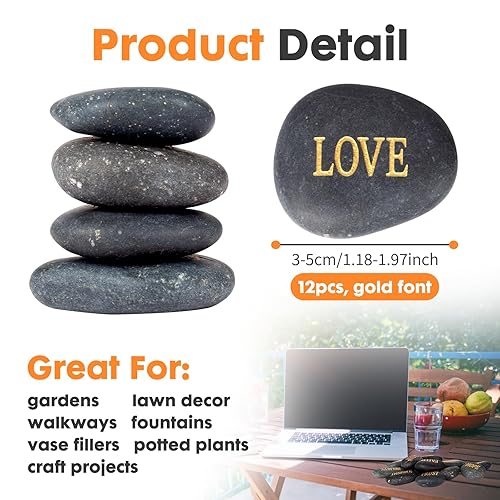 Miniatura 3 de Barelove 12 piedras inspiradoras grabadas inspiradoras para fomentar la fe, oración, piedras de jardín pulidas, regalos únicos y reflexivos, ideales