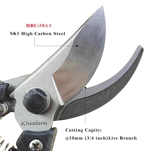 Miniatura 3 de Tijeras de podar afiladas para jardinería, tijeras de jardín de 8 pulgadas, hoja SK5 de alta resistencia, tijeras de jardín de precisión de mano,