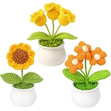 3Pcs Knitted Flowers & Crochet Flowers Bouquet, Crochet Flowers, Handmade Artificial Flower Decor for Home Decoration & Gifting