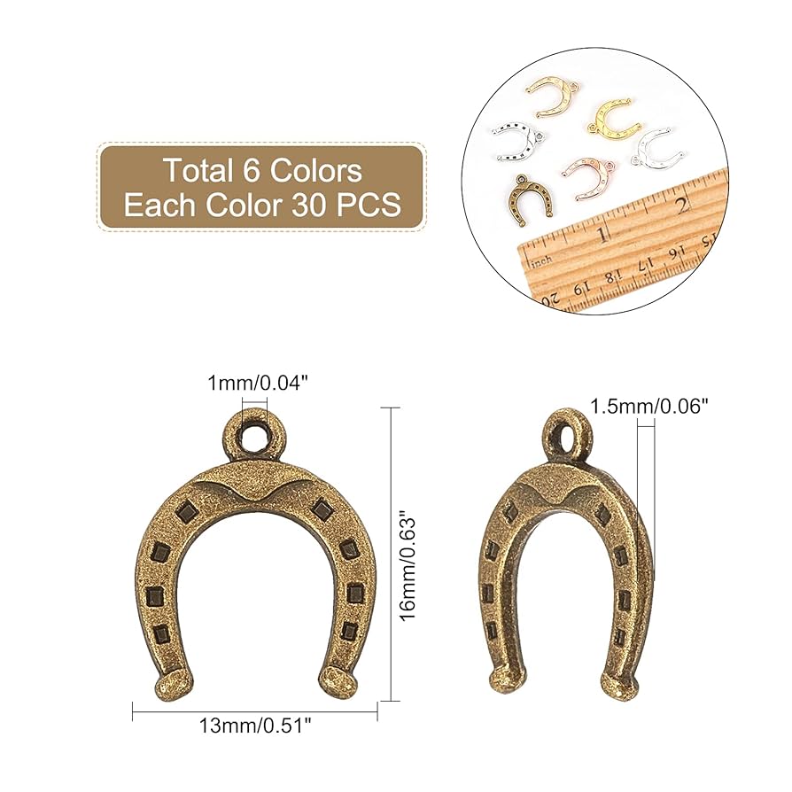 Amazon.co.jp: CHGCRAFT 6色約180点 馬蹄チャーム パーツ 合金