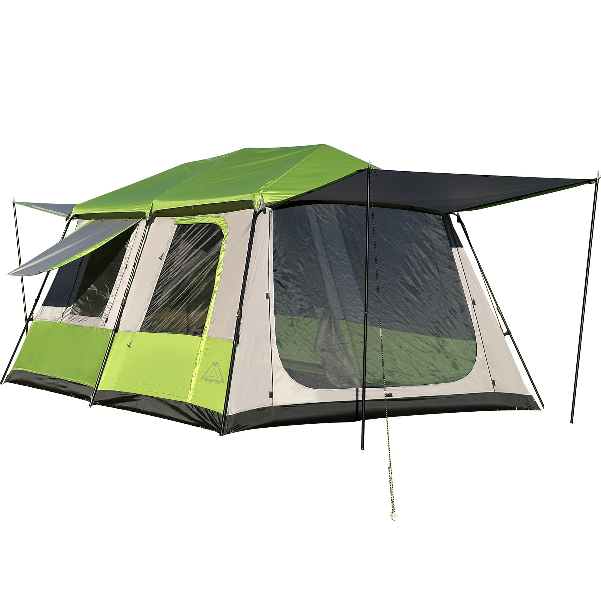 Tenplay 2-8Person Instant Pop-Up Family Tent,Family Large 2 Room Camping Tent, Easy Setup in 60s,Includes Rainfly,Room Divider,Carry Bag, Large Cabin Multi Room Tents for Camping Hiking Sleepover