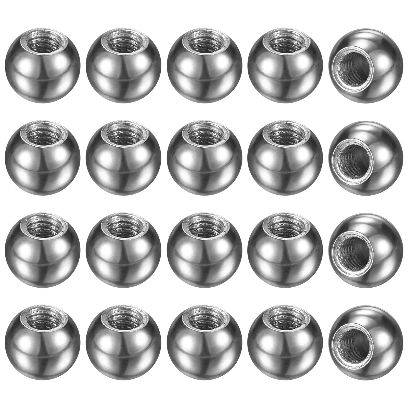 M METERXITY 20-Pack Threaded Ball Nut Knobs, M6x12mm Carbon Steel Female Thread Ball Nut Cap for Lighting Fixtures/Machinery/DIY, Round Solid Screw Cap Cover [Chrome Tone]