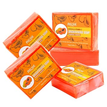 AILKE Papaya & Vitamin C Brightening Soap Bar, Whitening, Smooth Skin, Reduce Dark Spots, Uneven Skin Tone Body Wash, for Face and Body 5 Soap