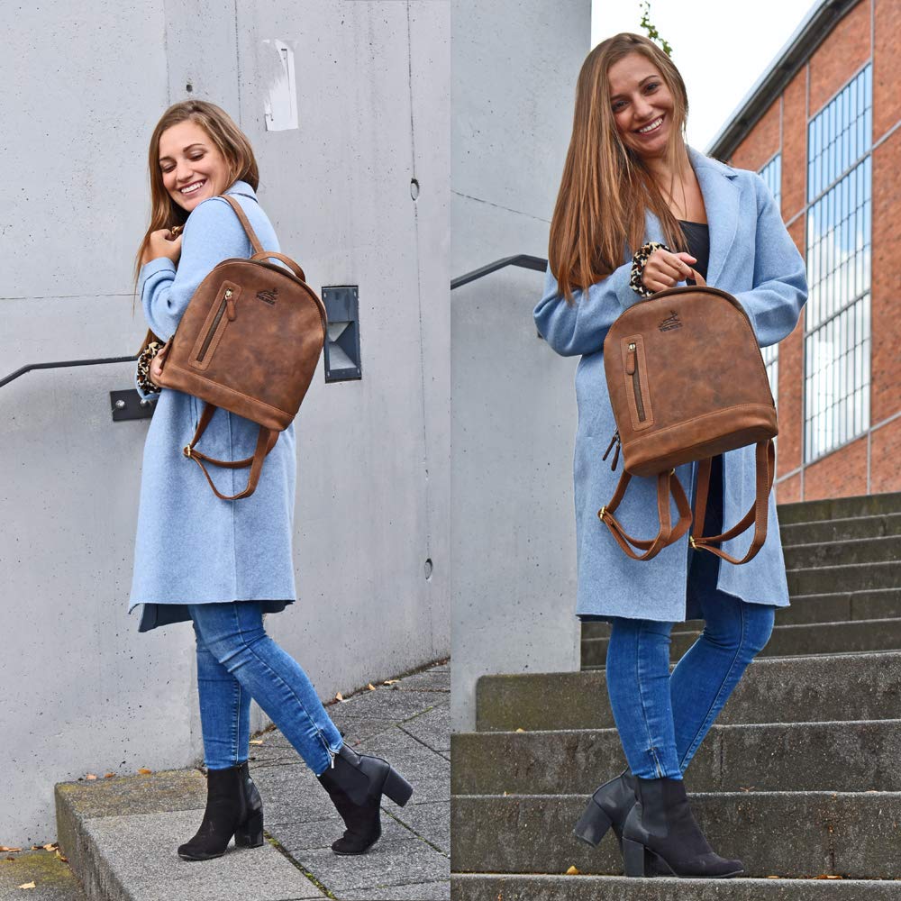 Fa.Volmer® Borsa in pelle di bufalo in 100% vera pelle di bufalo, stile vintage I per uomo e donna I per viaggi in città, ca. 31 x 31 x 6 cm