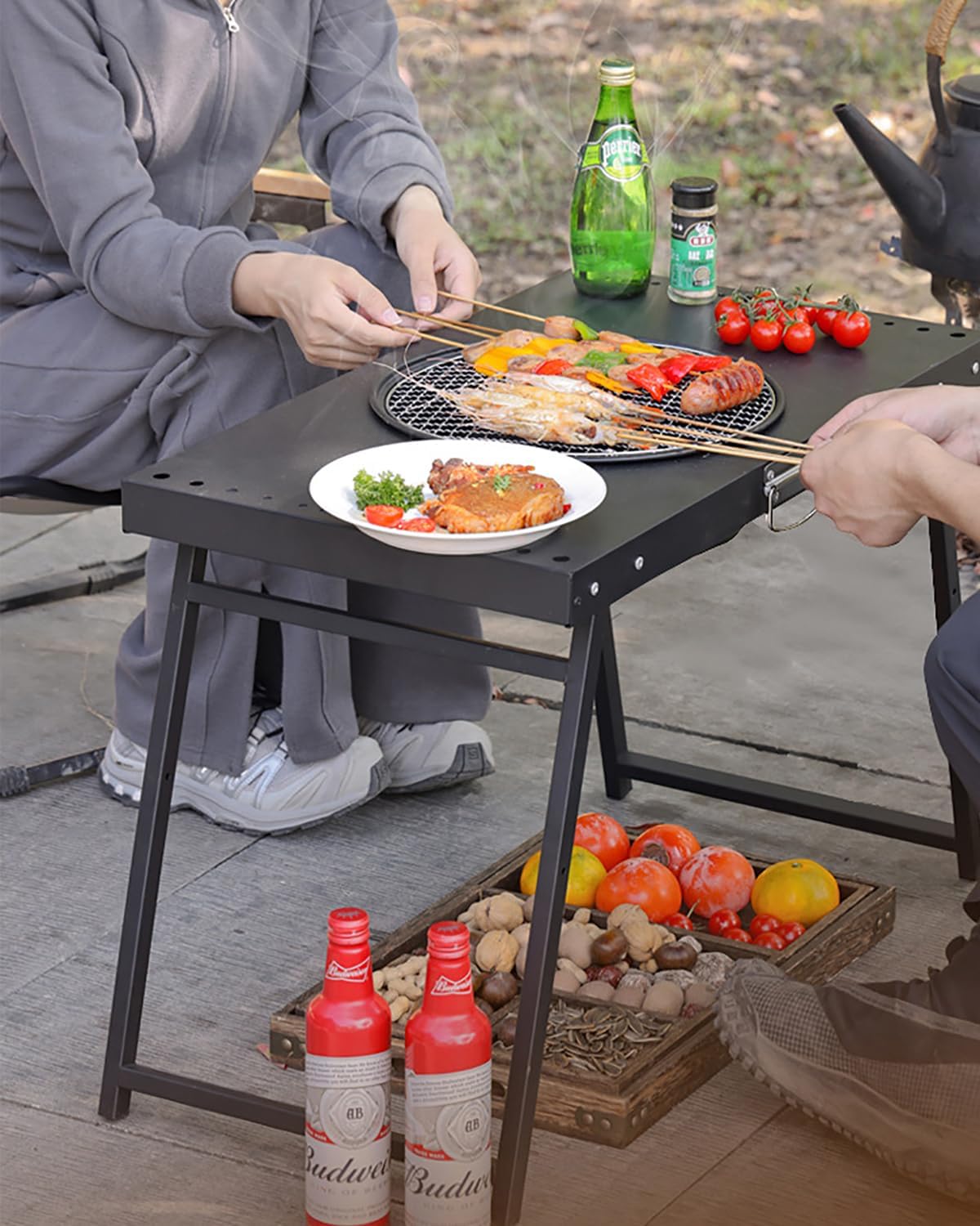 Portable Charcoal Grill,Patio Barbecue BBQ Grill,lBlack Folding Carbon steel Barbecue Grill, for Outdoor Cooking,Patio,Party, Picnic,Travel,Camping,Home Use(25.5x14.5x18.5 inch)