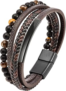 leather bracelet men 21cm, stainless steel bracelet men black brown blue, pearl chain mens bracelet for men, leather bracelet men gifts jewelry men