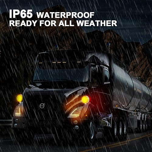 Miniatura 4 de NeaLia Luces de guardabarros de pedestal redondas de 4 pulgadas, 48 luces LED de señal de giro de doble cara para remolque de semirremolque, 2 luces