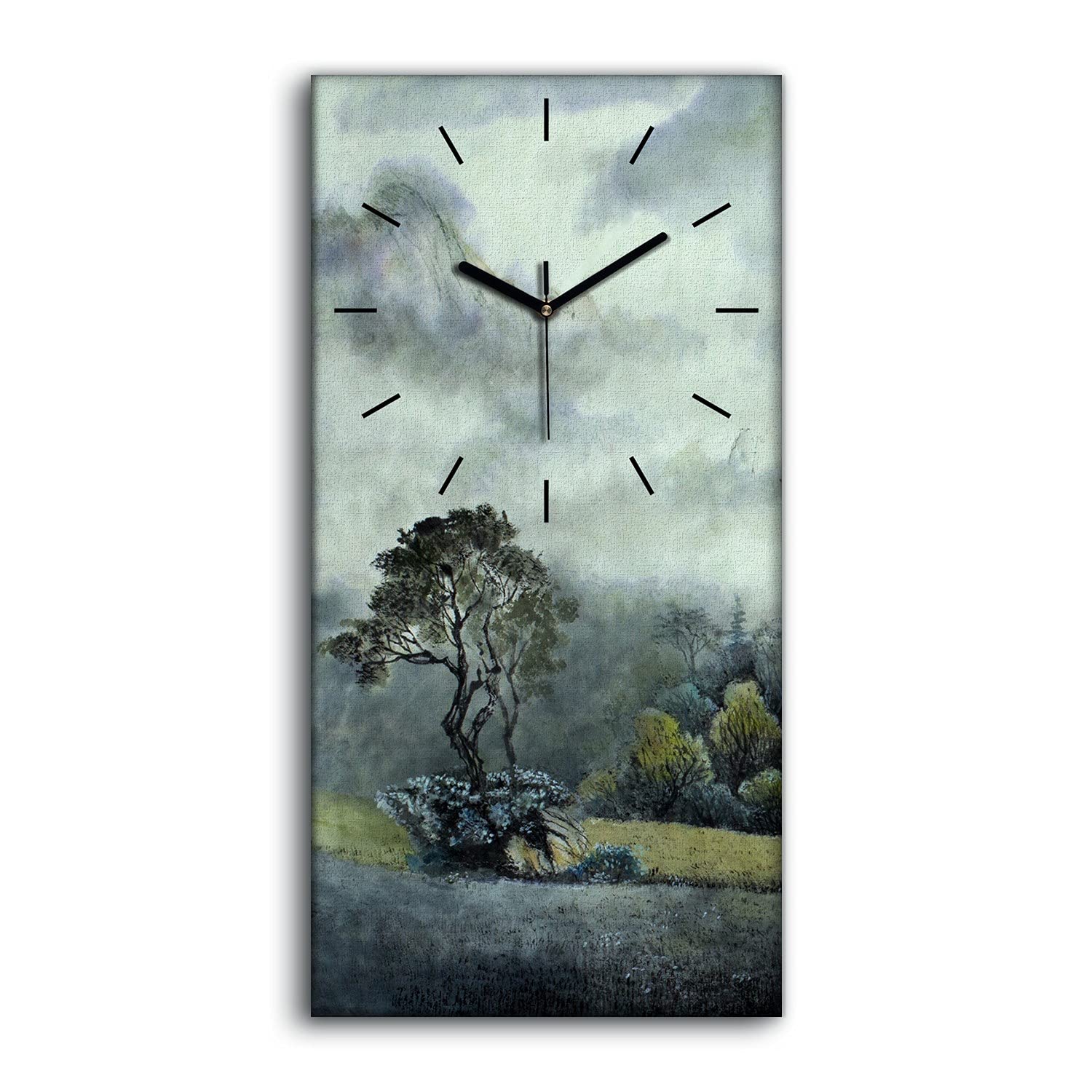 Horloge murale en toile art moderne paysage de montagne brumeux