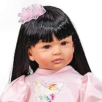 Vista 3 de Pinky Reborn Muñeca de princesa para niña pequeña con pelo largo, muñecas realistas de 24 pulgadas y 23.6 in en vinilo de silicona suave con piel