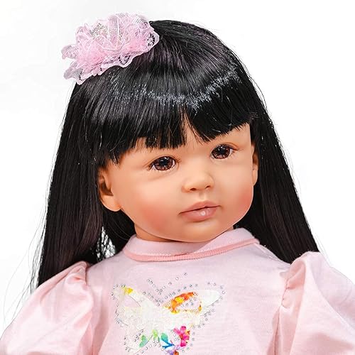 Miniatura 3 de Pinky Reborn Muñeca de princesa para niña pequeña con pelo largo, muñecas realistas de 24 pulgadas y 23.6 in en vinilo de silicona suave con piel