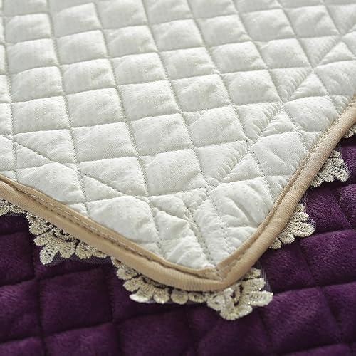 Miniatura 7 de vctops 2 fundas para reposabrazos de felpa de terciopelo con volantes de encaje, fundas suaves y antideslizantes de lujo para sillas, sofá,