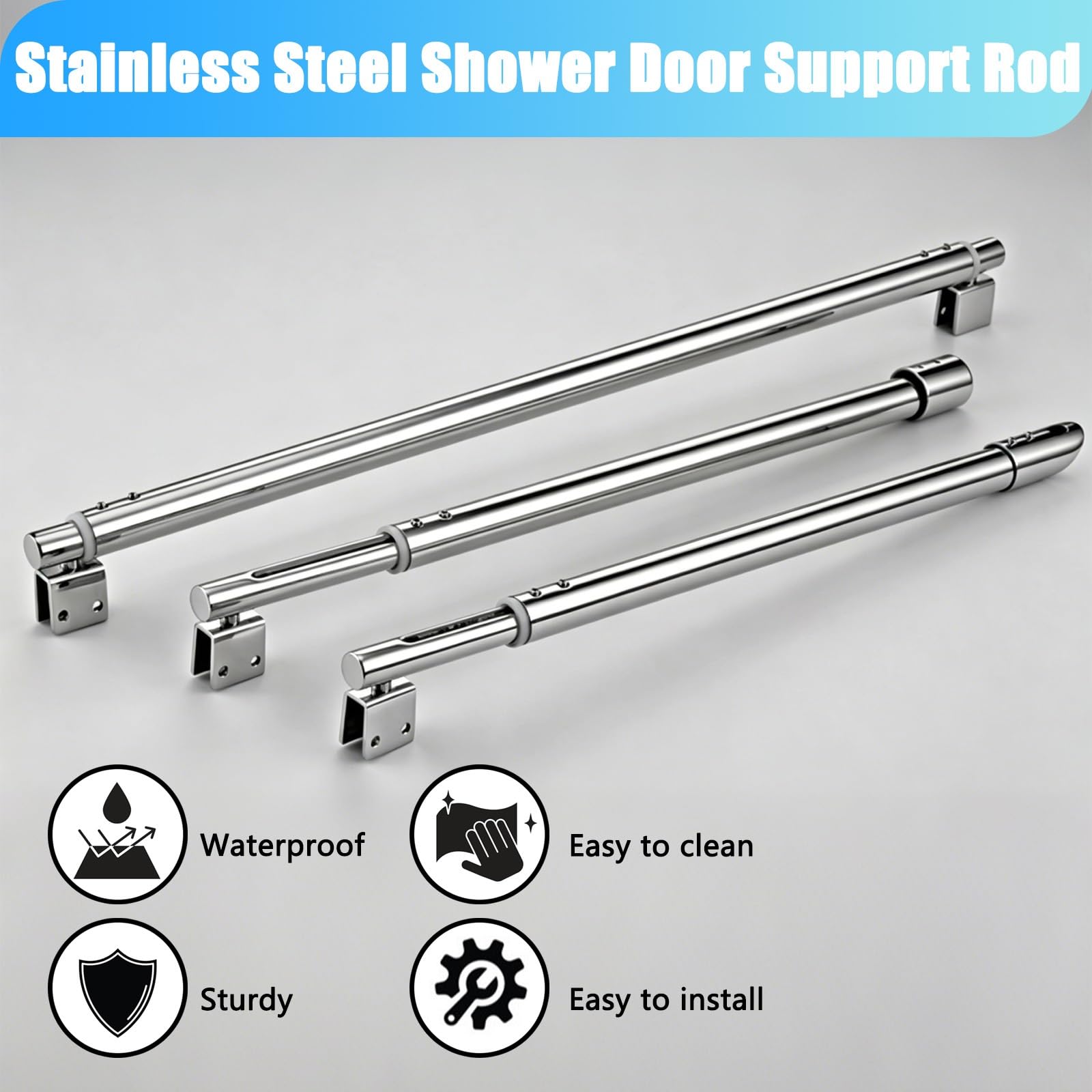 LZMZMQ Barra de Soporte de Vidrio Refuerzo para Panel De Vidrio De Ducha, Barra De Soporte para Puerta De Vidrio De Baño, Varilla De Soporte para Vidrio(1pcs,#C 80-100cm/31.5-39.3in)