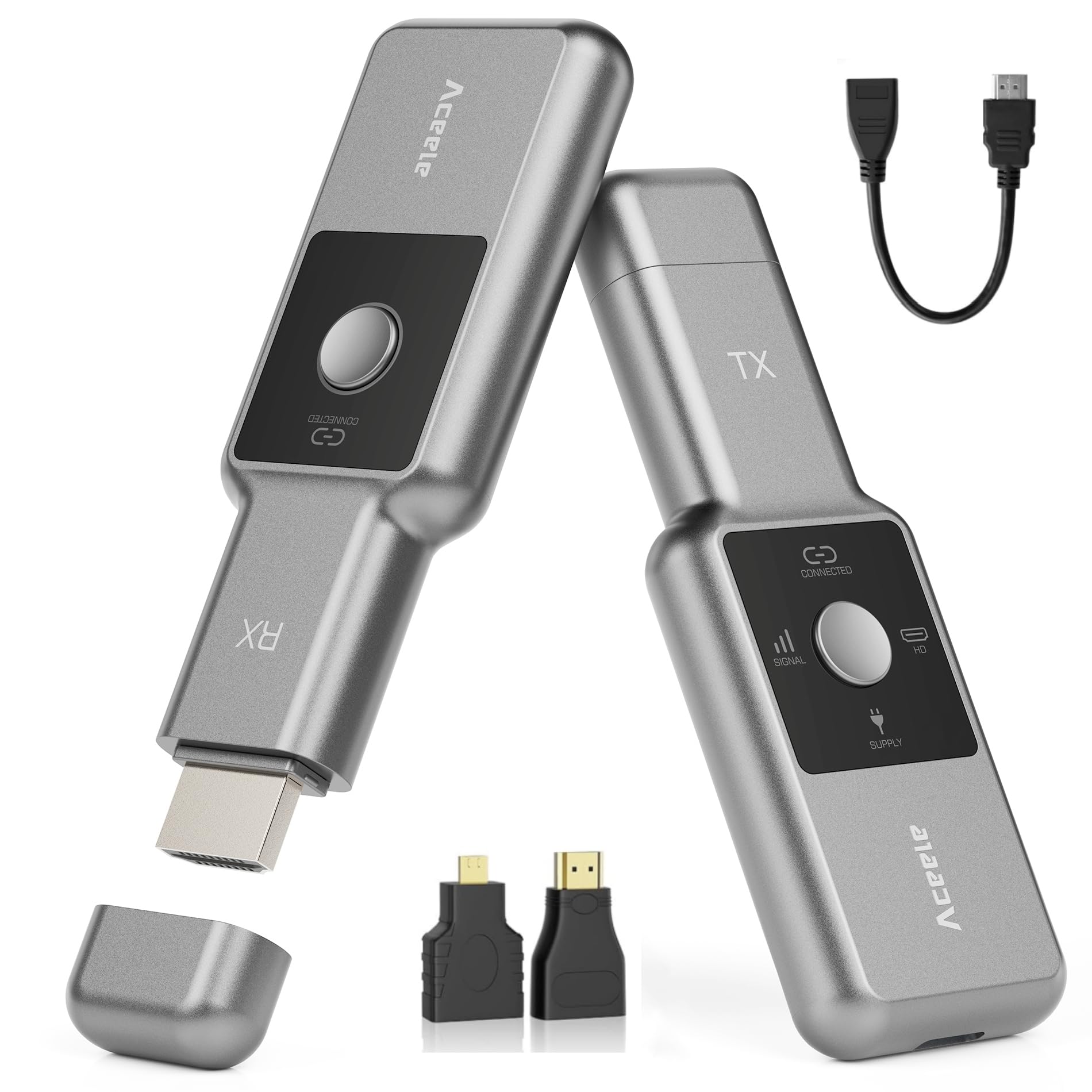 Aceele HDMI Wireless Trasmettitore e Ricevitore, Full HD 1080P Extender HDMI Wireless con Display LED, Portata 165FT/50M, 2,4G/5G Streaming Video/Audio/File da Laptop, PC a Monitor/TV/Proiettore