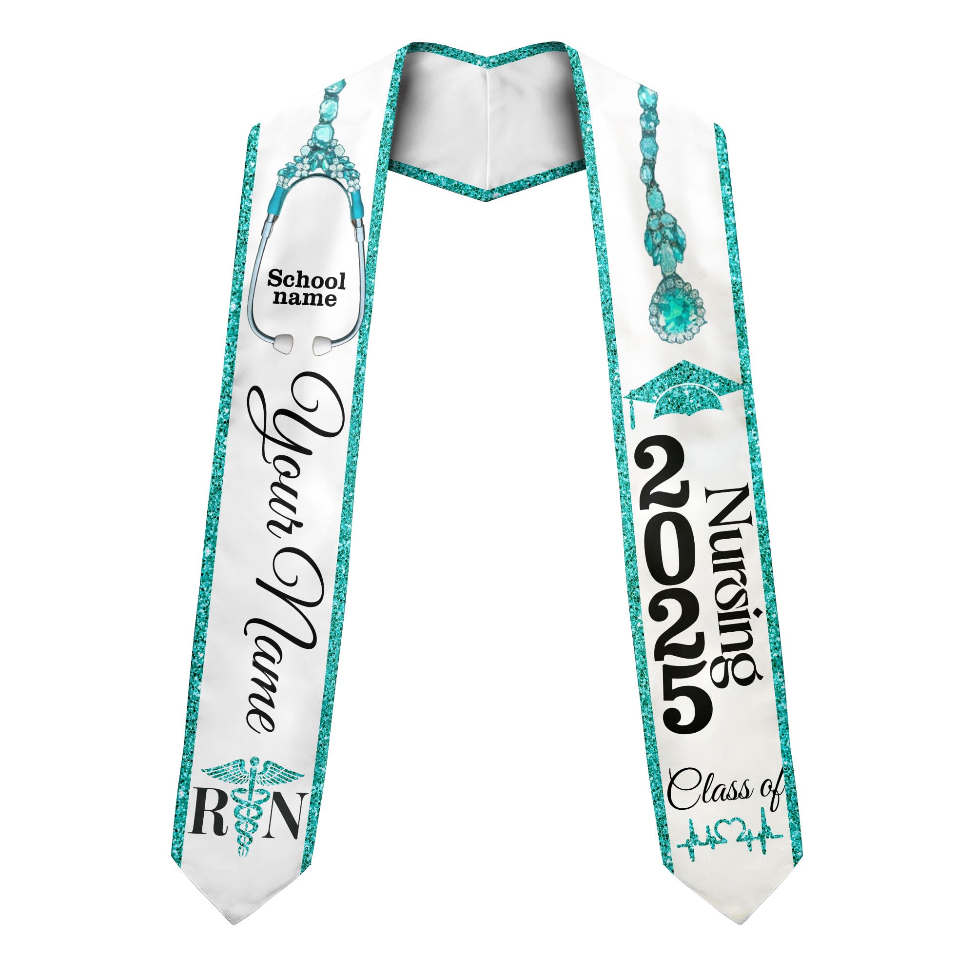 Customized Nursing Graduation Stole/Sash, RN Nurse Stole Graduate 2025, Class of 2025 With Medical Logo Gs 12