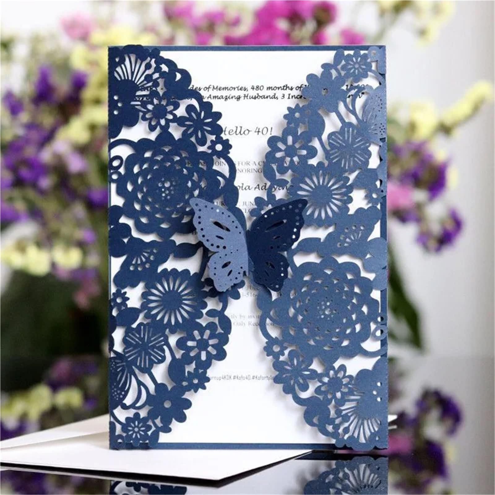 Hochzeitseinladungen Karte 10/20/50 stücke Schmetterling Hochzeit Einladung Karte Laser Cut Blume Einladung Abdeckung Festival Party Grußkarte(20pcs)