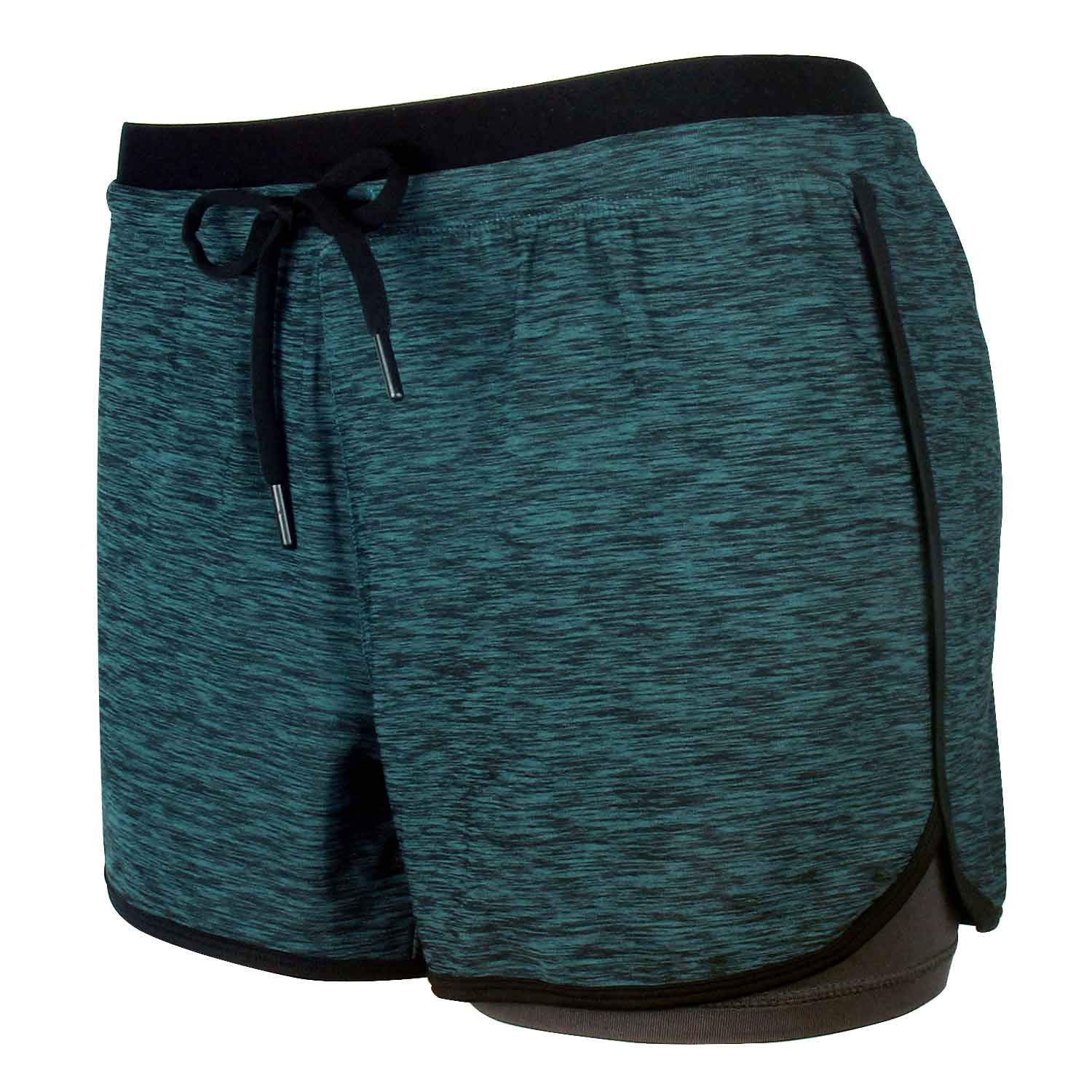 RIBOOMWomen Workout Fitness Running Shorts Double Layer Active Yoga Gym Sport Shorts