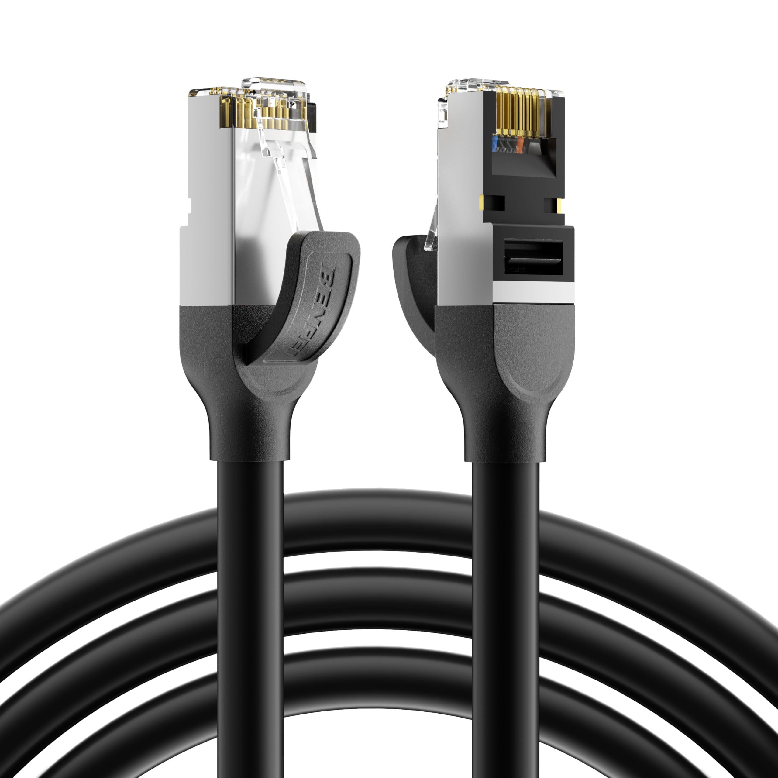 BENFEI Cable Ethernet Cat 7 30M, 10Gbps 600MHz, Cable de red RJ45 LAN Alta Velocidad, Cobre Puro F/FTP Blindado, Cable de Internet Resistente para In/Exterior, PC Gaming PS5 Xbox Router Módem Switch