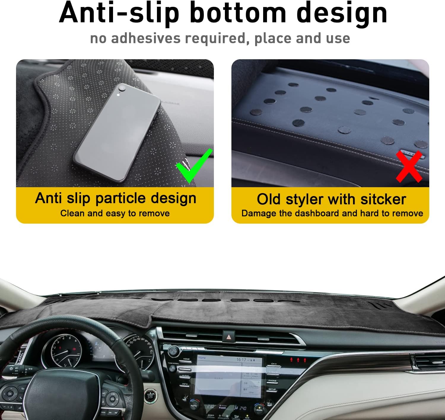 for toyota camry accessories 2024 2023 2022 2021 2020 2019 2018 dash cover dashboard cover mat custom fit center console cover sunshield protector pad?gray? 2018-2024 gray