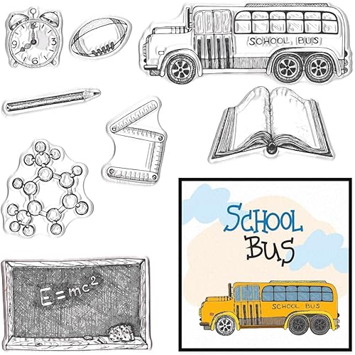 Sellos transparentes de aprendizaje de papelería para hacer tarjetas, pizarra, libros de alarma, sello transparente, de graduación, sellos de