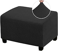 Vista 15 de Funda Elástica para Otomán Fundas para Otomán Rectangulares para Sala de Estar Taburete Reposapiés Fundas Elásticas para Adaptarse al Reposapiés