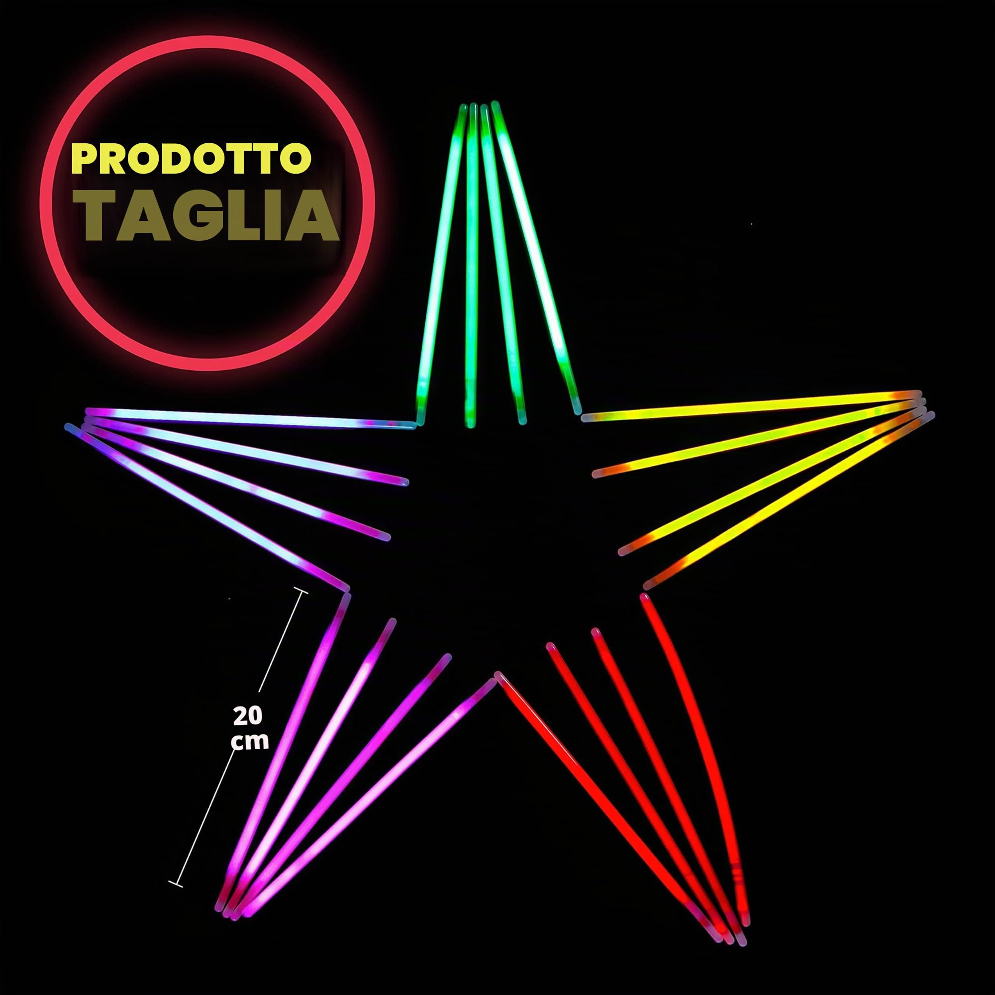 JOYIN 300 Neon Party Kit, 300 Pezzi 8" (20cm) bastoncini luminosi & 300 Connettori per braccialetti, Braccialetti e collane luminose per decorazioni pasquali, natalizie, di Halloween e nozze