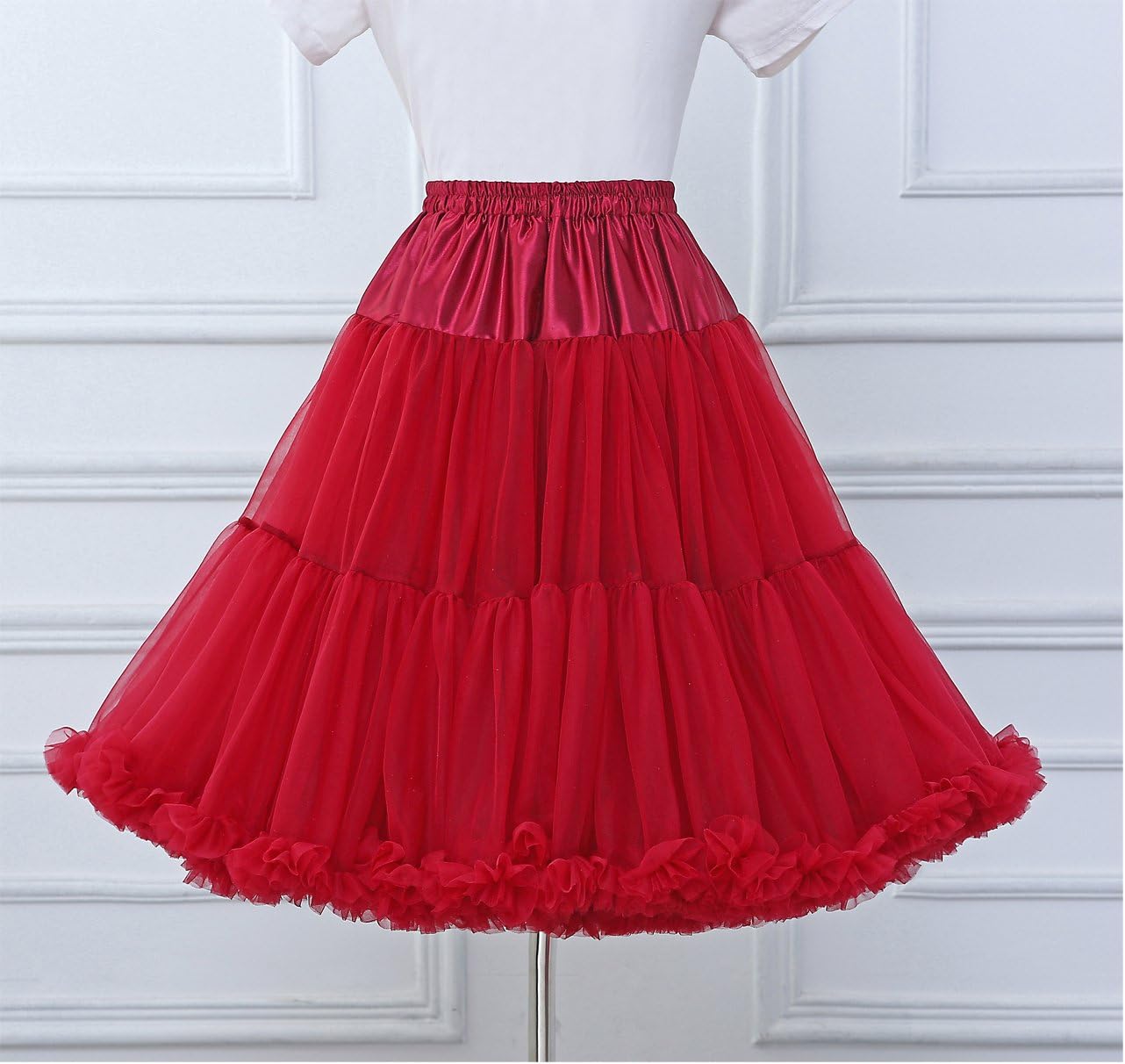 FOLOBE Women's Knee Length 50s Soft Puffy Tutu Skirts Ballet Costume Tulle Underskirts Knee Length Petticoat Skirt for Women - Image 2