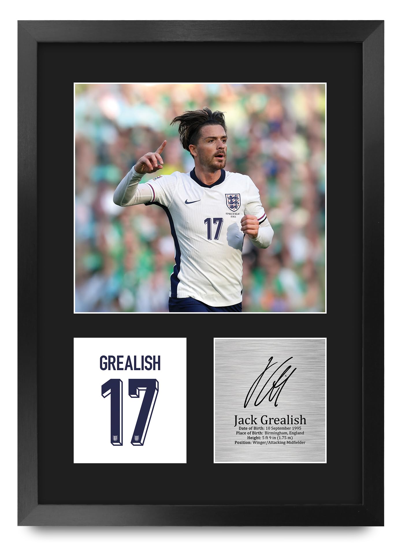 Jack Grealish autógrafo enmarcado A3 regalo para fans 8