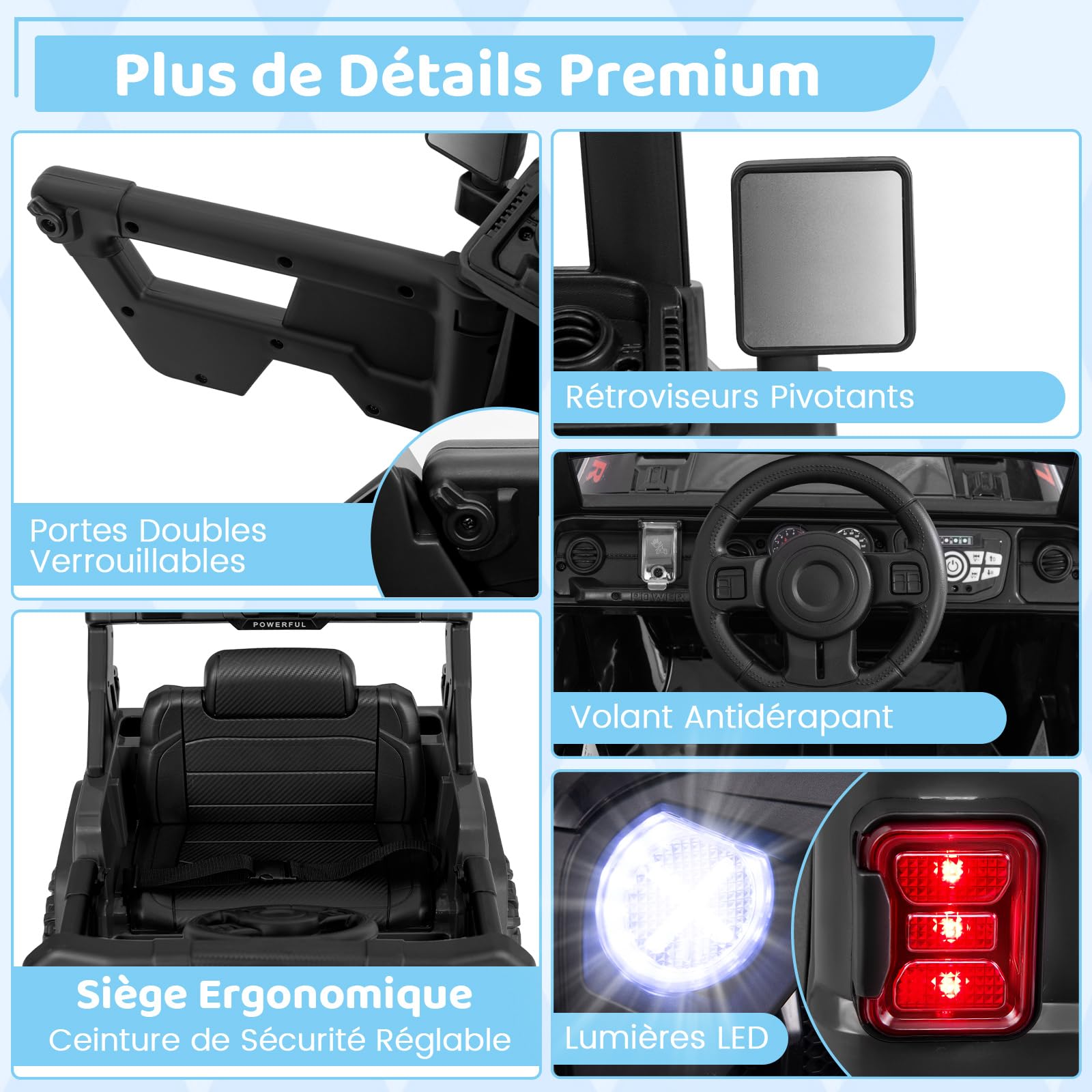 COSTWAY 12V Voiture Électrique Enfant avec Télécommande 2,4G, Véhicule Électrique avec Musique & Lumières LED, Démarrage Lent & 3 Vitesses, Charge 30kg pour Enfants de 3 Ans+ (Noir)