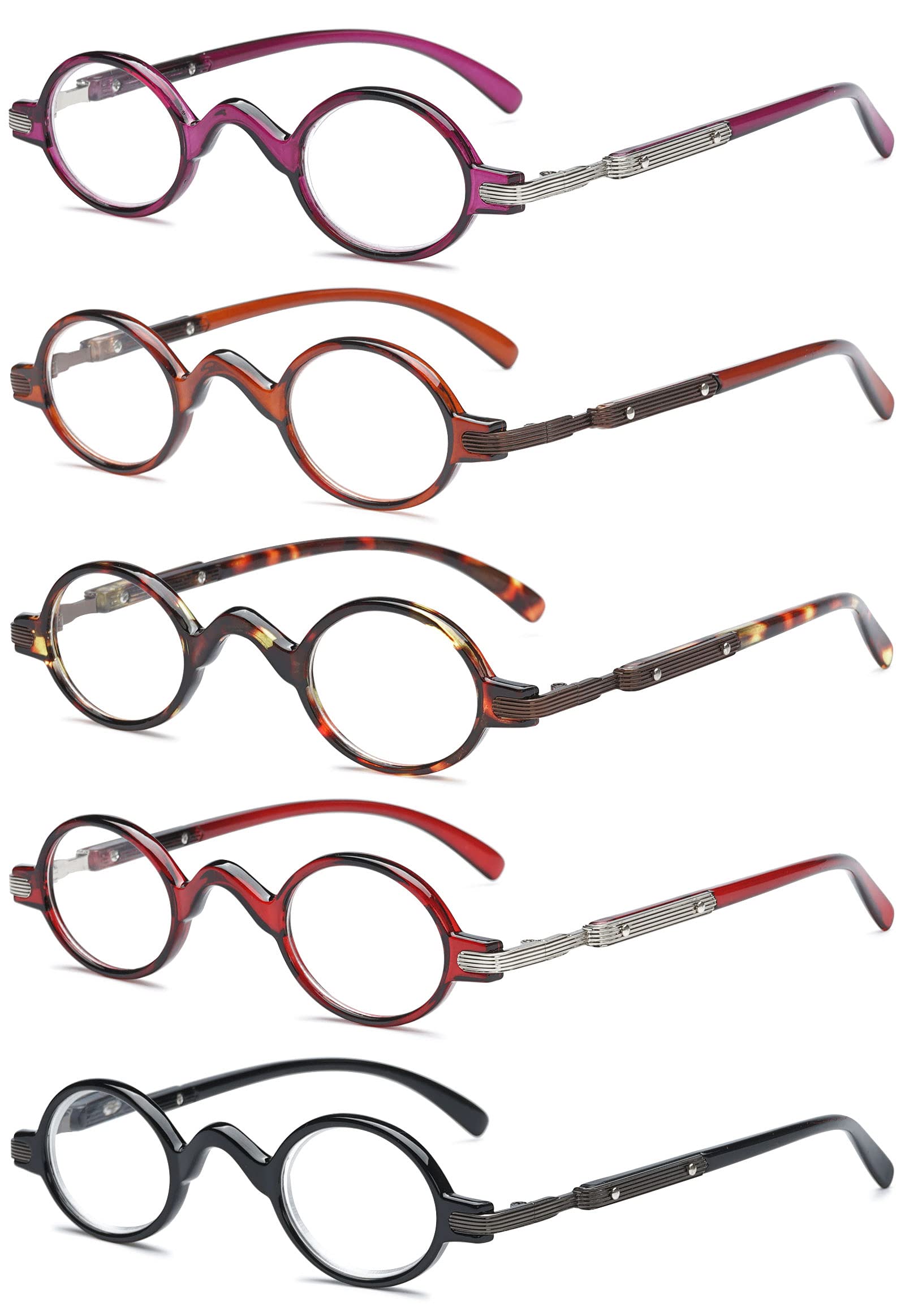 VEVESMUNDO Gafas de Lectura Retro Redondas Vintage Hombre Mujer Metalicas Ligeras Pequeñas Gafas +1.0,+1.5,+2.0,+2.5,+3.0,+3.5,+4.0