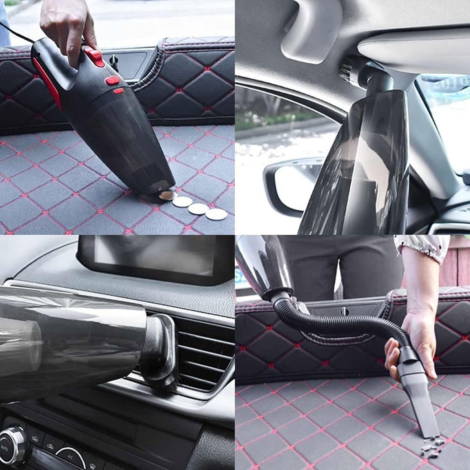 Hard Floor Vacuum Wireless Car Vacuum Cleaner Cordless Handheld Auto Vacuum Home Car Dual Use Mini Vacuum Cleaner with Built-in Battrery (Color : Black)