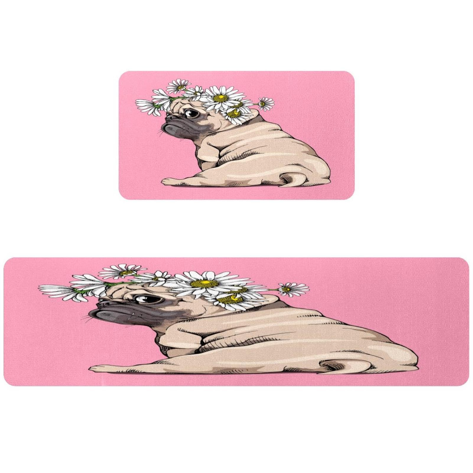 Tapis de cuisine motif guirlande de bouledogues pour égayer votre buanderie