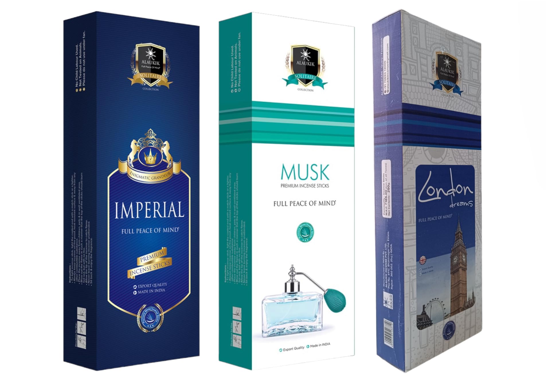 ALAUKIK SOLITAIRE Imperial,Musk,London Dreams Premium Incense