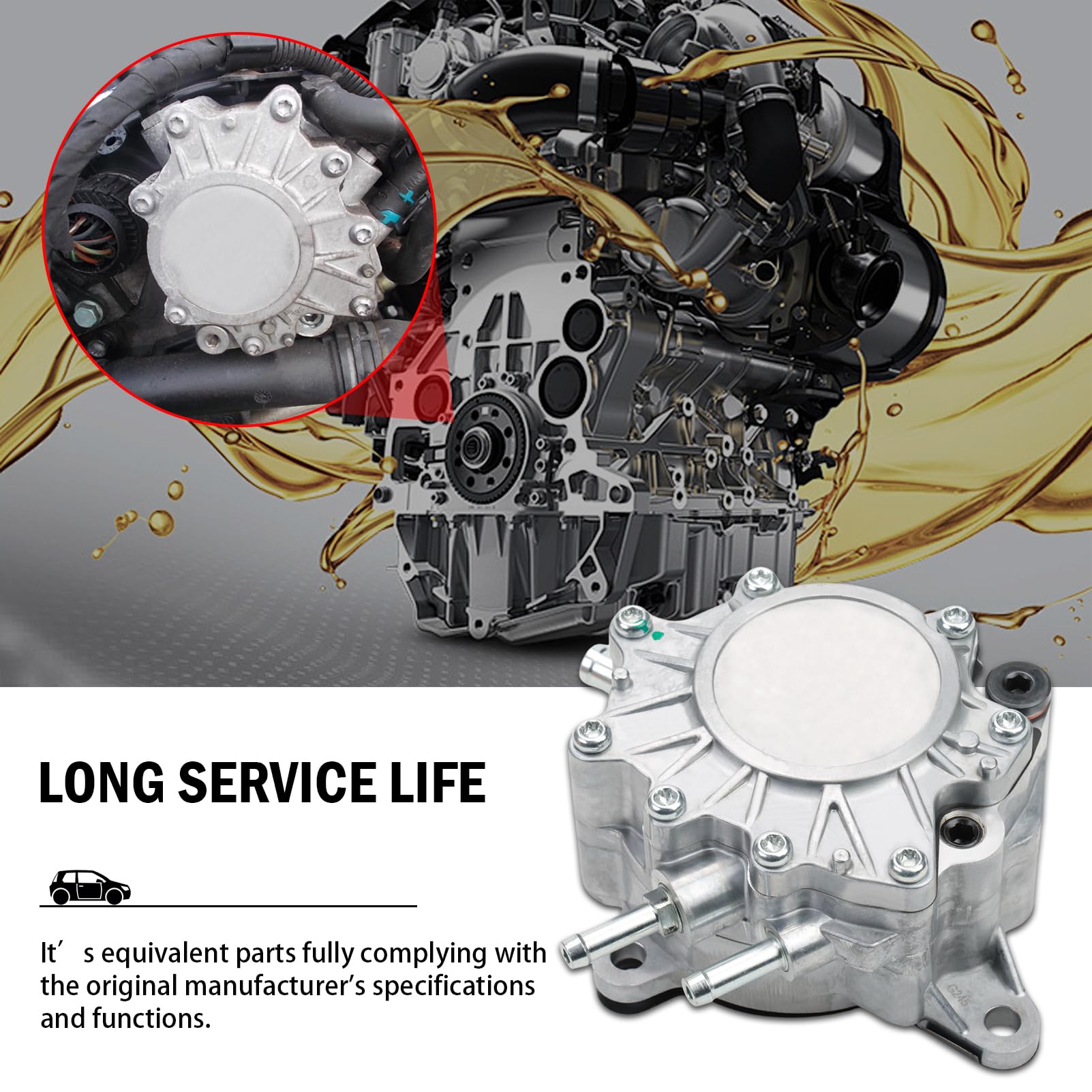 Pompa depressione per VW Golf 5 Touran (1T1, 1T2) Passat 2.0 TDI Pompa depressione, Sistema frenante 7.02551.12.0 03G145209 03G145209C 03G145209D Au-di A3 A4 Mitsubishi Seat Skoda