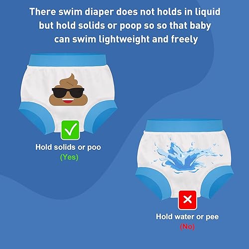 Vista 6 de BIG ELEPHANT Pañales de natación para bebé, paquete de 36 Pañales reutilizables impermeables, trajes de baño suaves y transpirables para niños