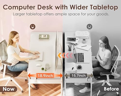 Miniatura 5 de Casaottima Escritorio pequeño para computadora de 40 pulgadas con 6 cajones, escritorio de almacenamiento reversible para oficina en casa, mesa de