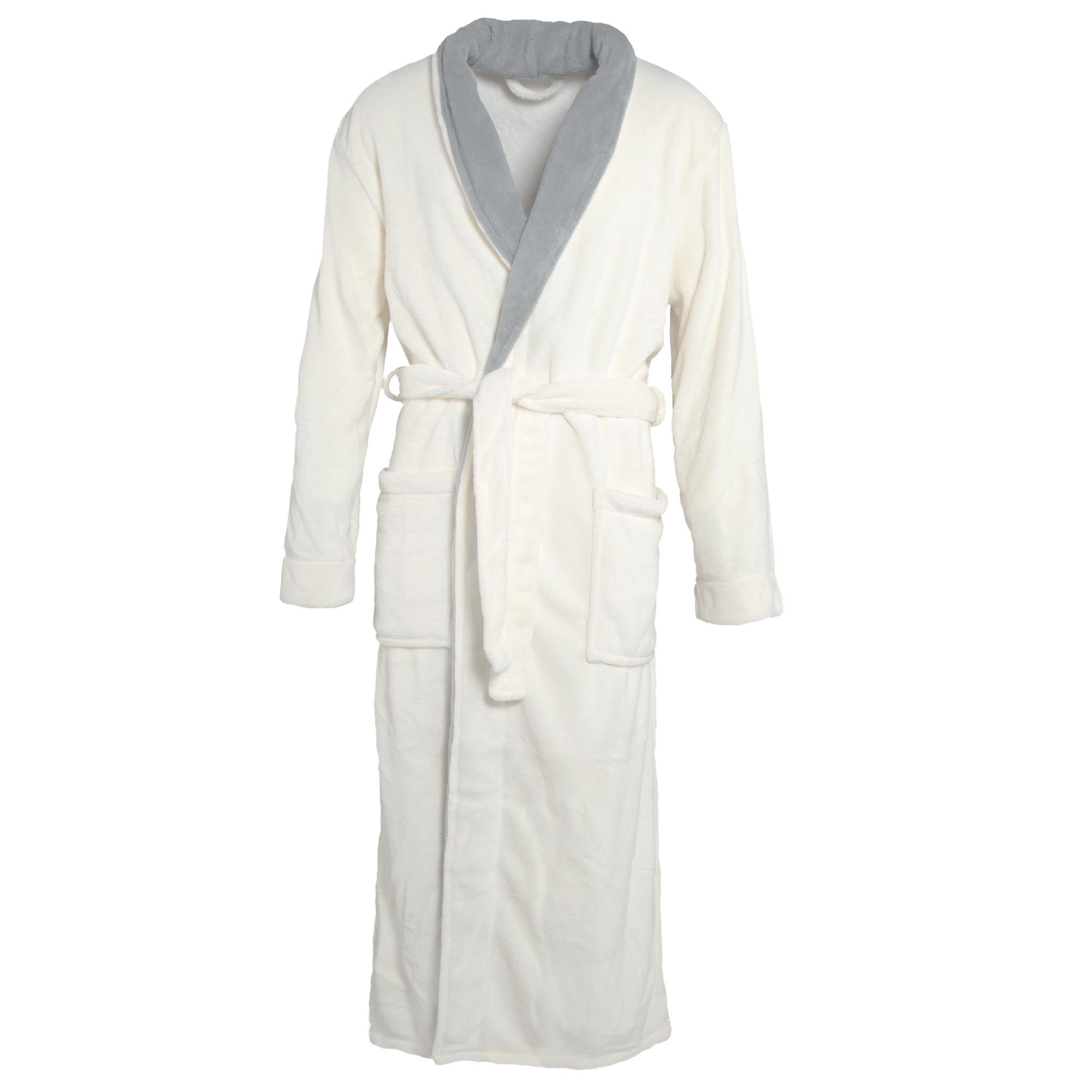 CelinaTex S-XXXL Bademantel Schalkragen zweifarbig lang Taschen Damen Herren Unisex Mikrofaser Kuschelfleece Oeko-TEX Nevada