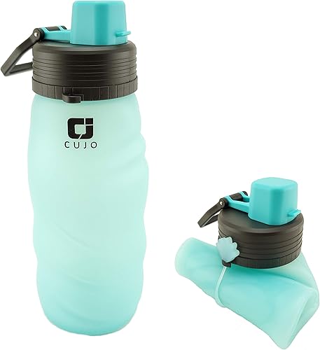 CUJO Botella de agua plegable de 27oz botellas de silicona plegables para viajes portátil y ligero para senderismo, ciclismo, gimnasio y yoga