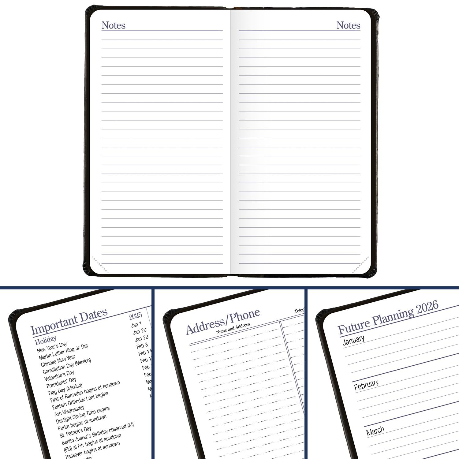 AT-A-GLANCE Agenda 2025 fine, settimanale e mensile, 7,6 x 15,2 cm, formato tascabile, nero e marrone (74020525)