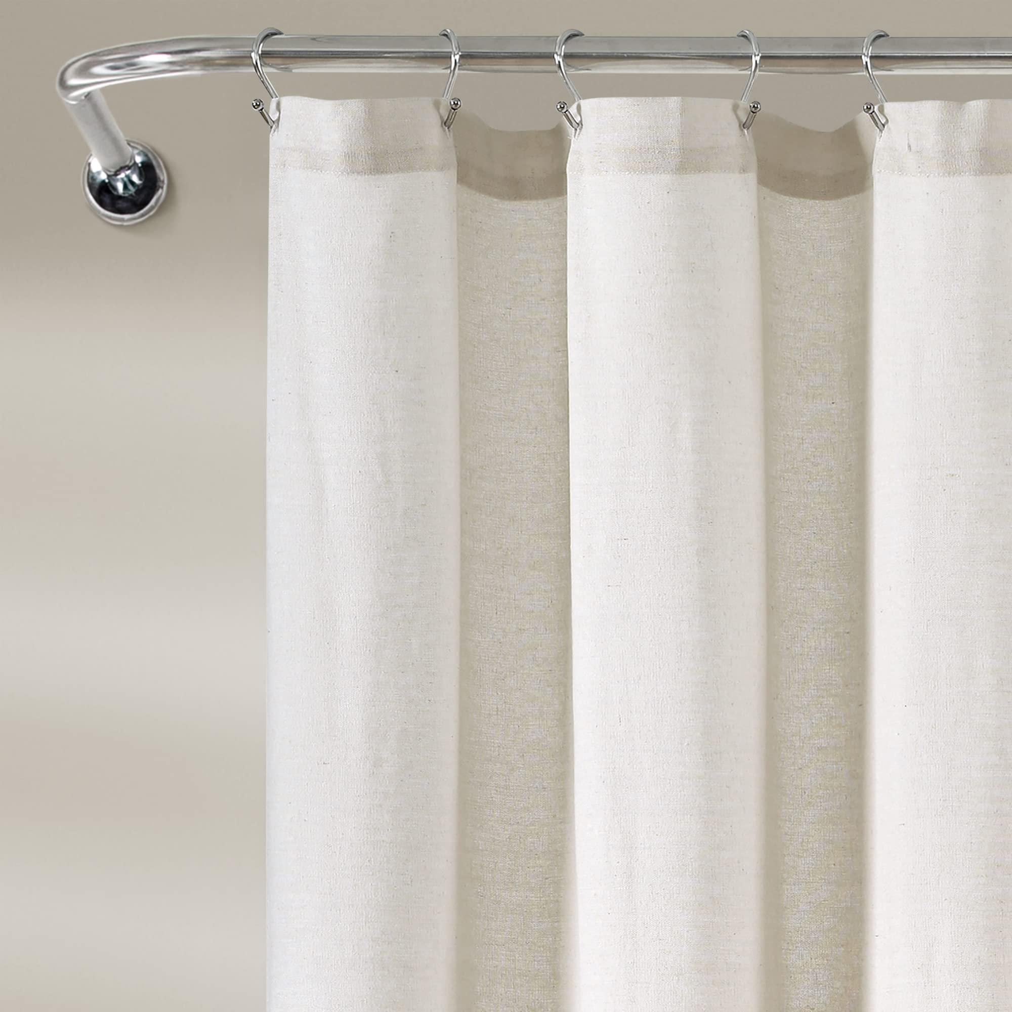 Lush Decor Linen Button Shower Curtain, Off White, 72" x 72", W 72" x L 72" (1 Panels) - Image 3