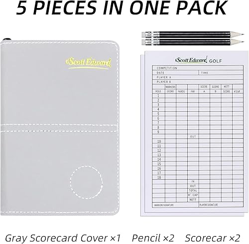 Miniatura 4 de Scott Edward Funda para tarjeta de puntuación de golf, soporte de cuero para tarjetas de puntuación, estadísticas y seguimiento de puntuaciones,