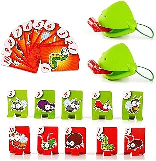 EBbels Frog Tongue Toy, Frog Mouth Take Card Tongue Tic Tongue, Tic Tac Tongue Game, Quick To Lick Cards Toy Set Party Funny Board Game