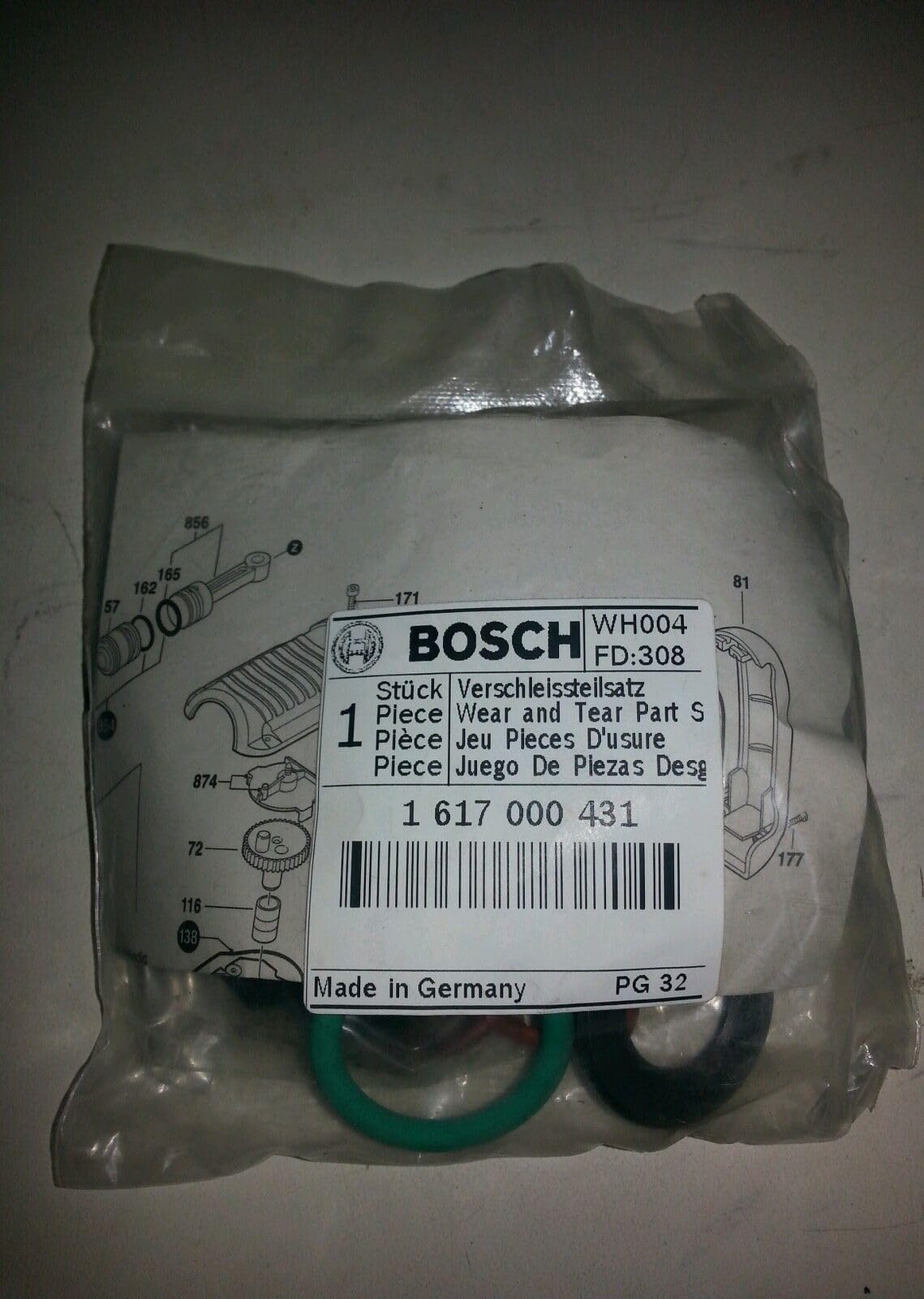 Ricambio BOSCH originale - 1617000431 - Set di parti di usura per martelli a percussione GSH