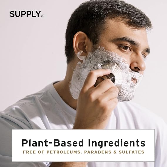 SUPPLY Mens Premium Shaving Bundle Black Label, Precision-Crafted in Japan + Ultra Lather Shaving Cream White Birch & Sage 3.4 oz Hypoallergenic and Soothing Grooming Essentials