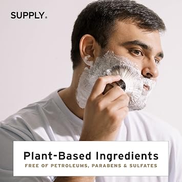 SUPPLY Mens Premium Shaving Bundle Black Label, Precision-Crafted in Japan + Ultra Lather Shaving Cream White Birch & Sage 3.4 oz Hypoallergenic and Soothing Grooming Essentials