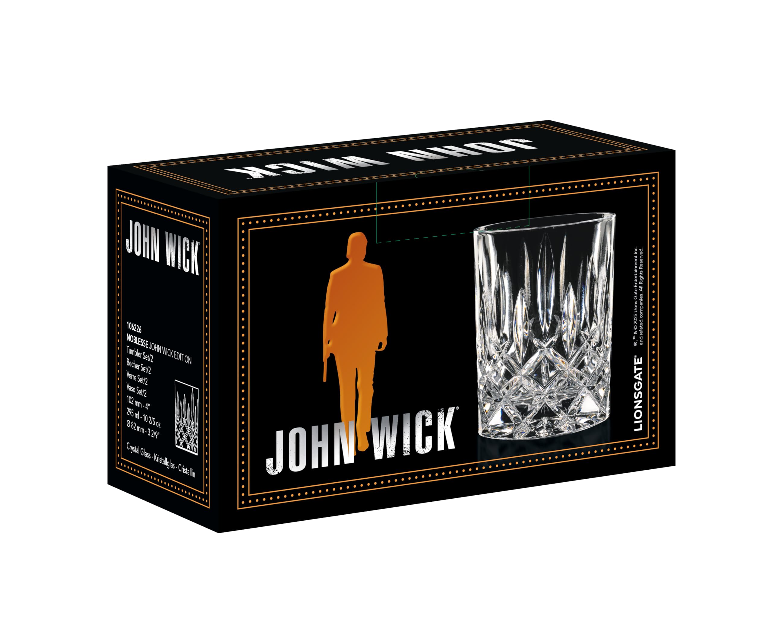 Nachtmann 2-częściowy zestaw szklanek do whisky 295 ml John Wick kryształowe szkło odporne na mycie w zmywarce