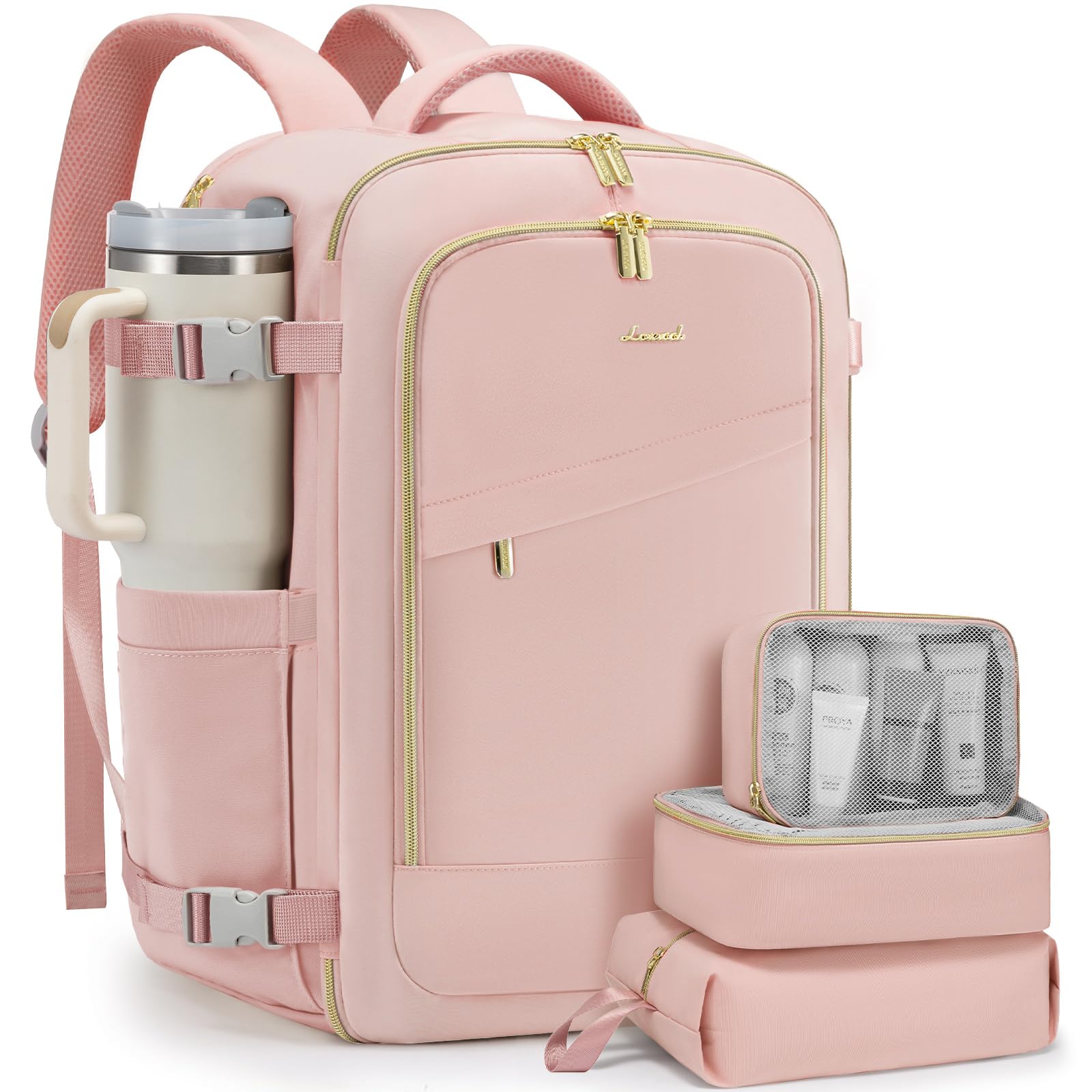 LOVEVOOK Travel Backpack for Women, 40L Carry On Backpack for Airplanes, Personal Item Bag for Airlines Fits 17 inch Laptop, TSA Approved Luggage with 3 Packing Cubes,Waterproof Weekender Gym Backpack