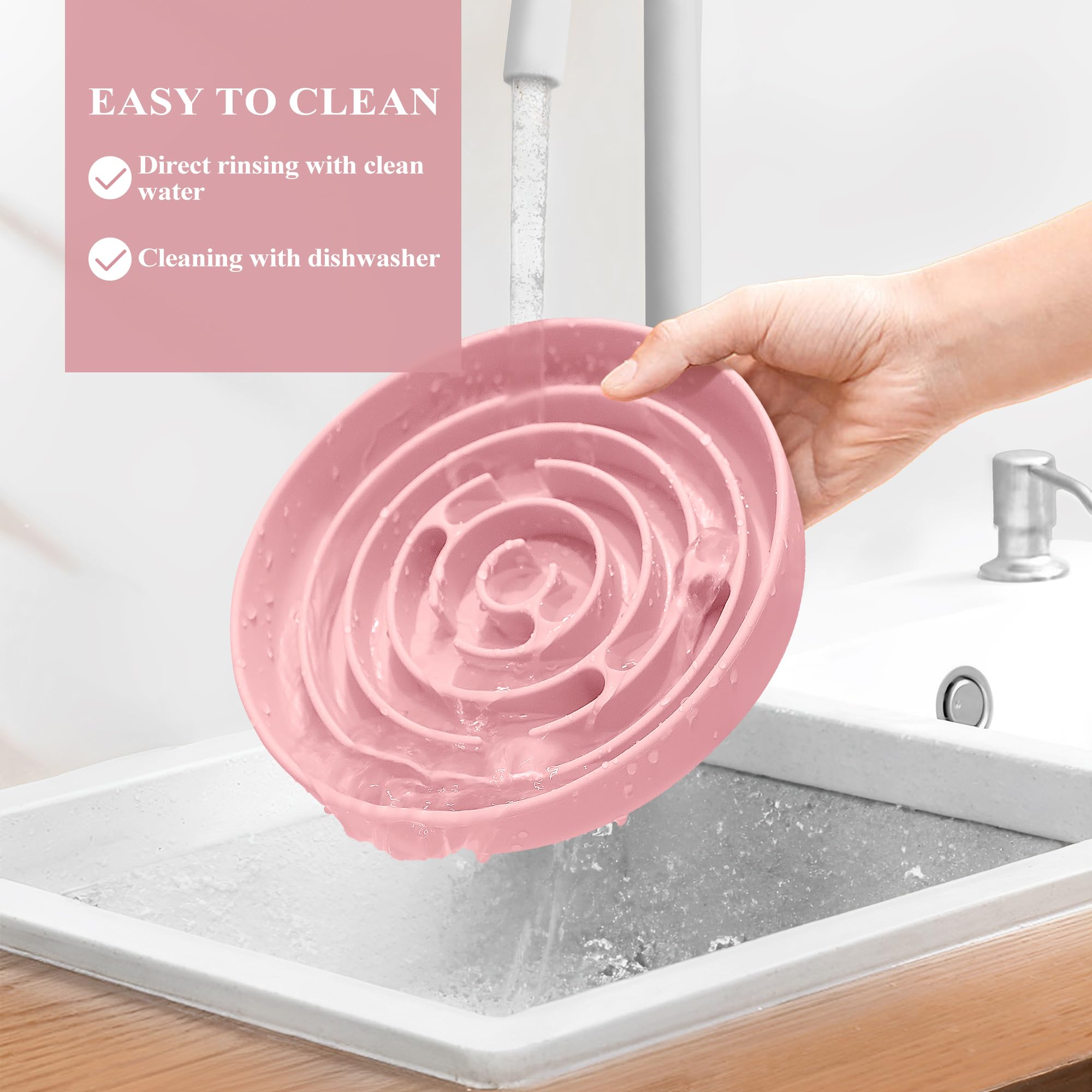 Coomazy Ciotola per cani XL, in silicone, con ventose, per alimentazione lenta, design antiscivolo, riduce noia e ansia, adatta per cani di taglia grande, rosa